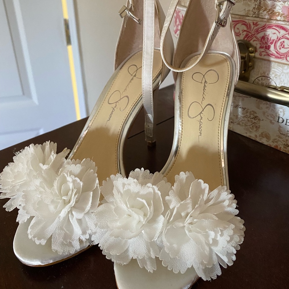 37 1/5 Satin Heels with flowers